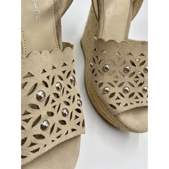 Marc Fisher LTD Women's Nude Tan Hata Cutout Espadrille Wedge Sandal Sz 6/36.5 - Picture 4 of 12